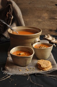 Spicy Tomato Soup with Parmesan Crisps spicy