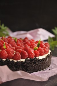 White Chocolate Cheesecake with raspberries white chocolate