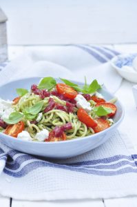 Pesto Salami Goats Cheese Pasta Pesto Salami and Goats Cheese pasta