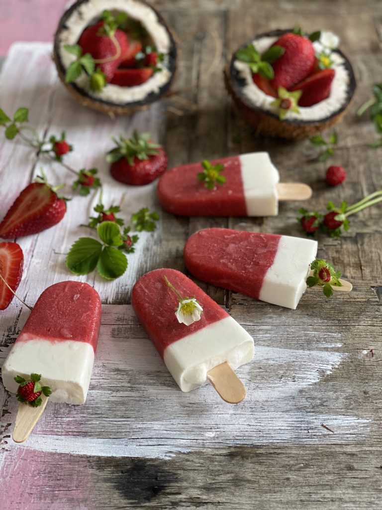 Strawberry Coconut Ice Lollies