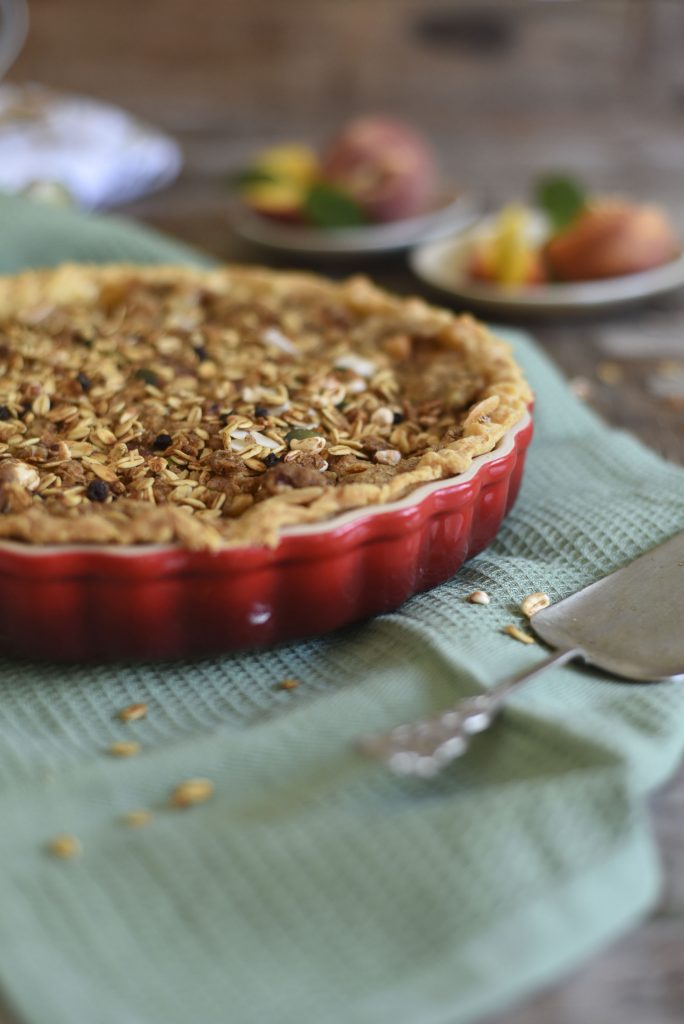 Peach Cranola Crumble Pie