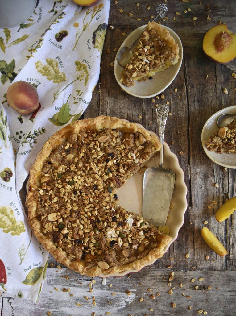 Peach Cranola Crumble Pie