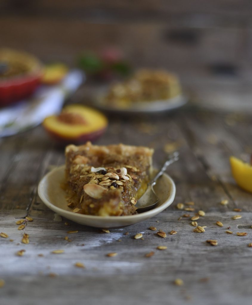 Peach Cranola Crumble Pie