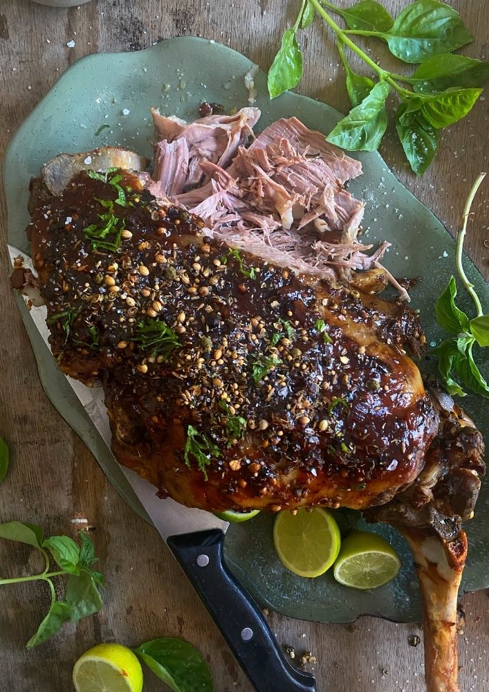 Slow-Cooked Moroccan Leg of lamb